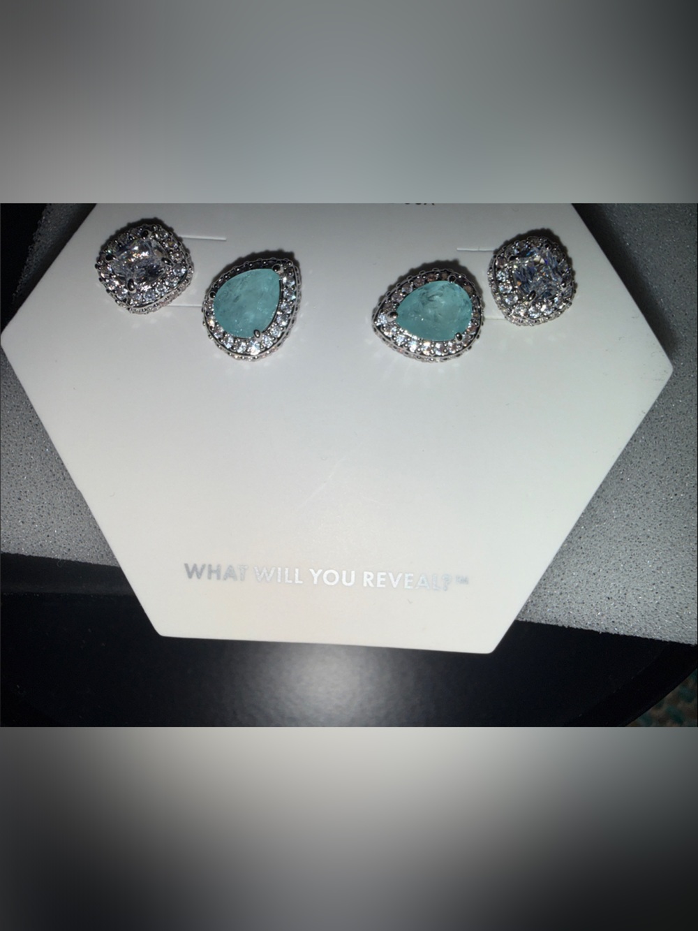 Aquamarine Teardrop Halo Stud Earrings - Women Jewelry